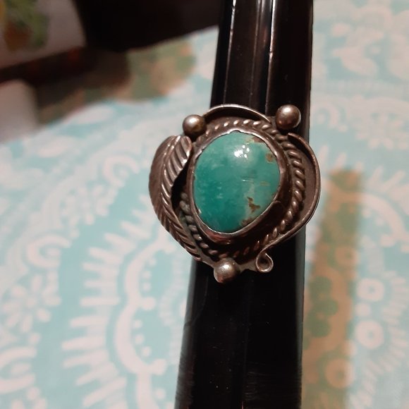 Vintage Navajo Turquoise Ring Sz 7 - Picture 1 of 3